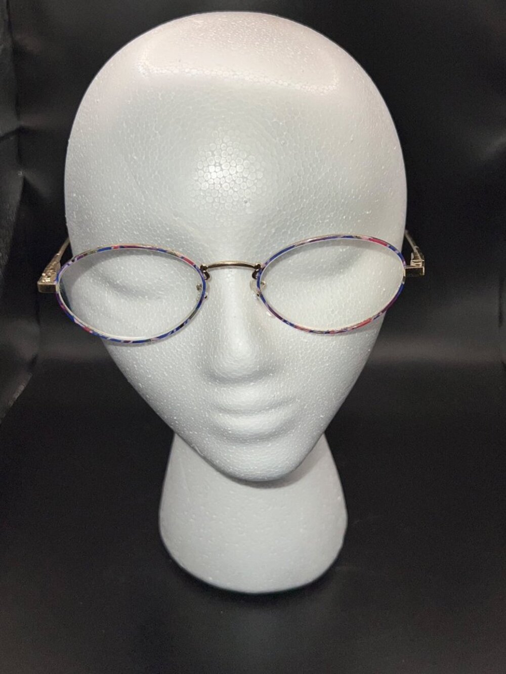 Vintage Oval Eyeglasses Gold-Tone Metal Frames Multicolor Tortoise Shell Temples